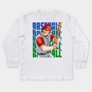 Baseball Player Boys Girls Youth Homerun Hitter Sports Kids Long Sleeve T-Shirt